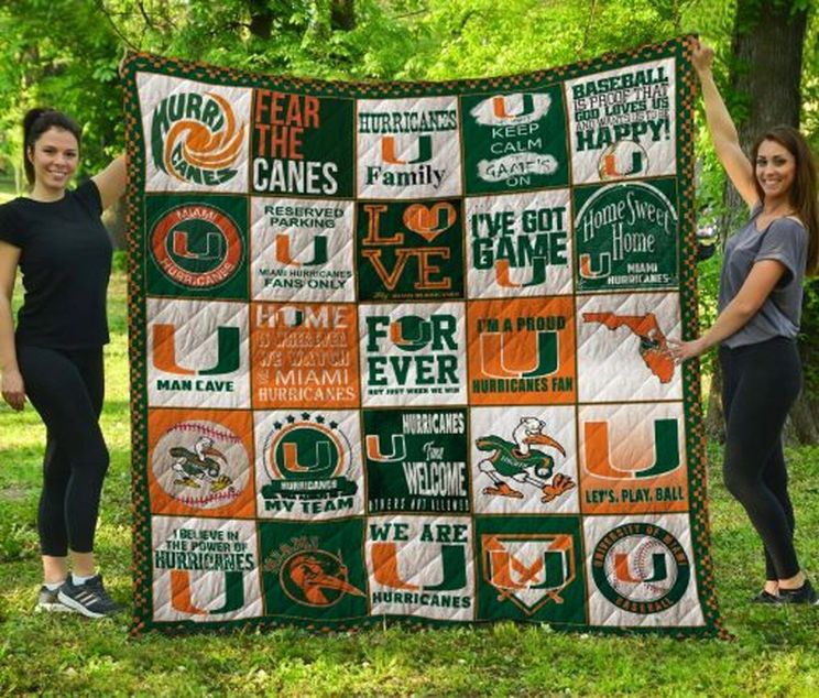 Miami Hurricanes Ncaa Collection Love Fleece Quilt Blanket Gift