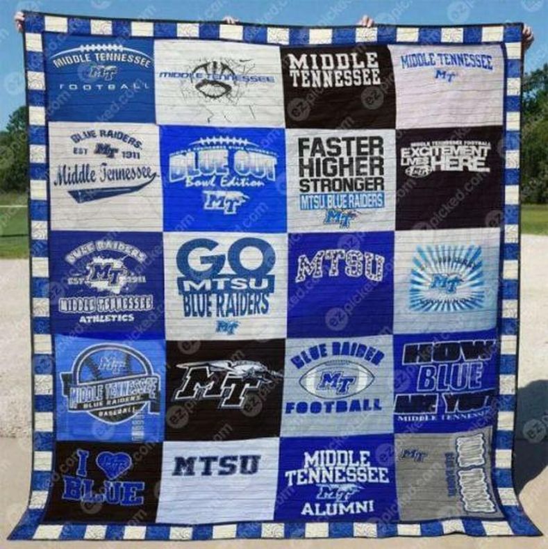 Middle Tennessee State Blue Raiders Ncaa Collection Collected Fleece Quilt Blanket Comfortable