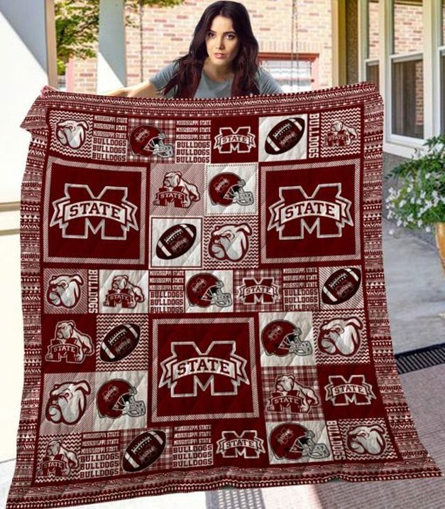 Mississippi State Bulldogs Ncaa Collected Fleece Quilt Blanket Premium