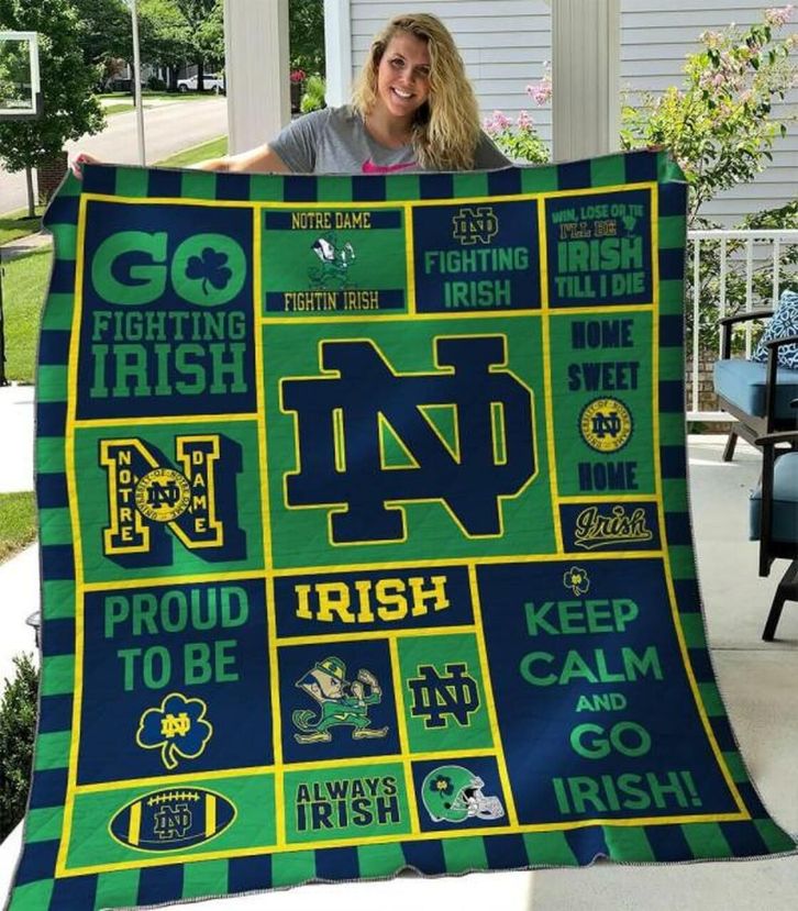 Nd Go Irish Ncaa Notre Dame Fighting Irish Collection Fleece Quilt Blanket Gift