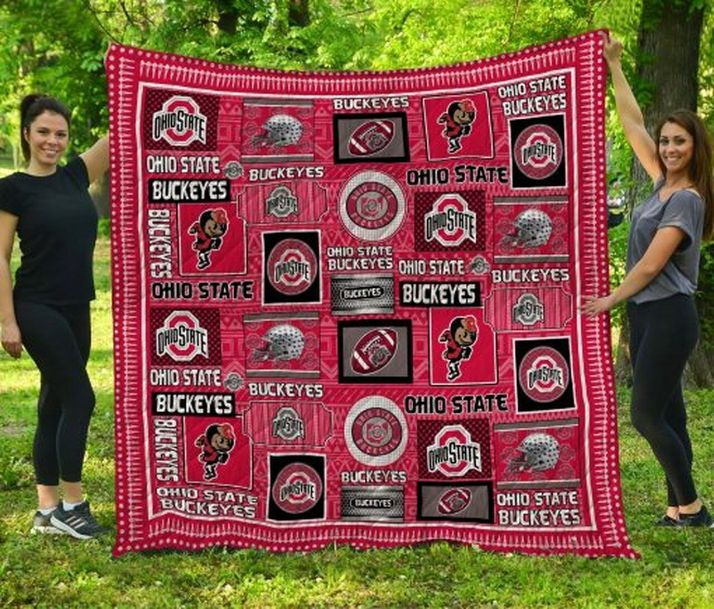 Ohio State Buckeyes Ncaa Collection Collected Fleece Quilt Blanket Premium