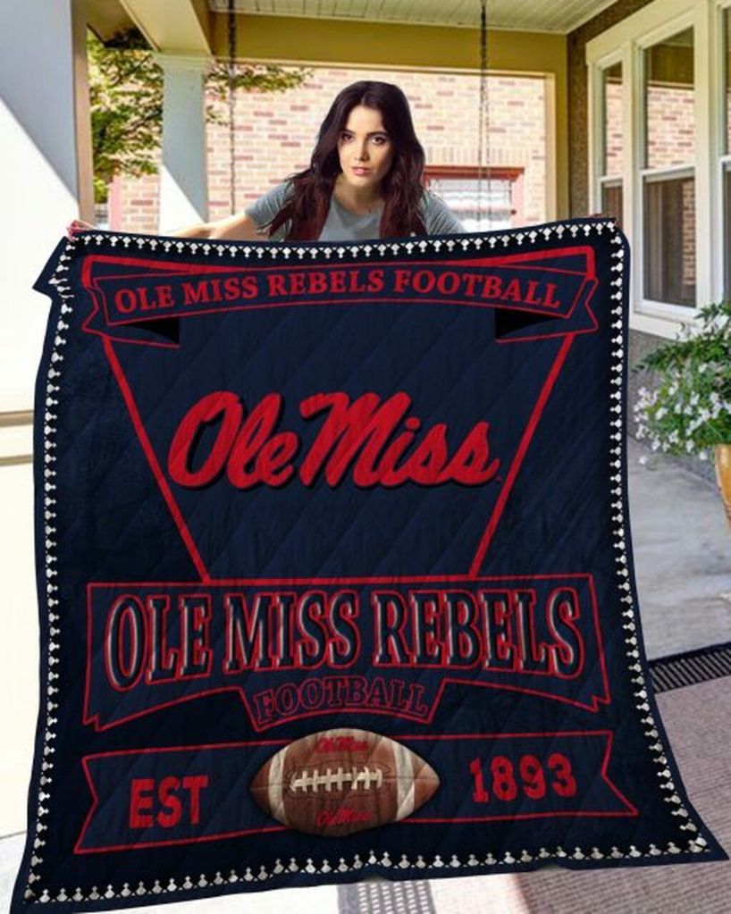 Ole Miss Rebels Ncaa Combined Fleece Quilt Blanket Premium