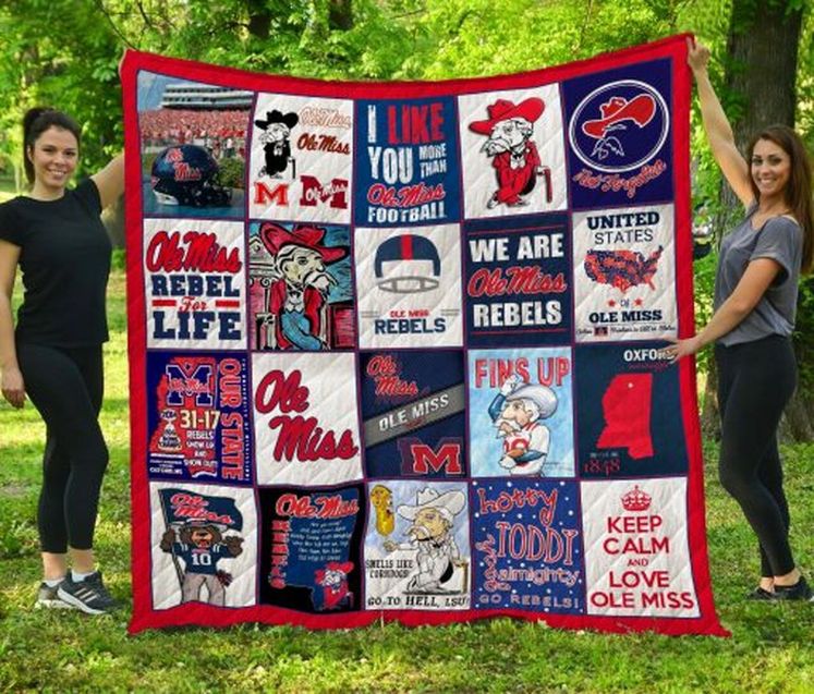 Ole Miss Rebels Ncaa Loved Fleece Quilt Blanket Gift