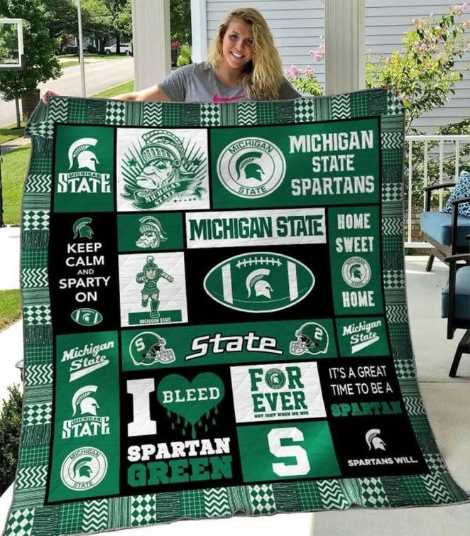 Spartans Will Ncaa Michigan State Spartans Combined Fleece Quilt Blanket Premium