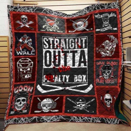 Straight Outta The Penalty Box Hockey Fleece Quilt Blanket Comfortable