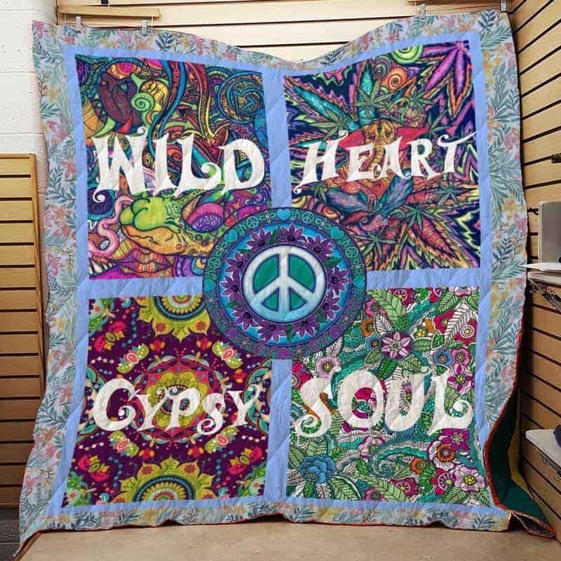 Wild Heart Gypsy Soul Hippie Sunflower Fleece Quilt Blanket Premium