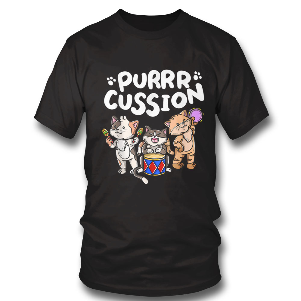 Funny Purrr Cussion Kitty Cat Percussion Player Music T Shirt Long Sleeve, Ladies Tee