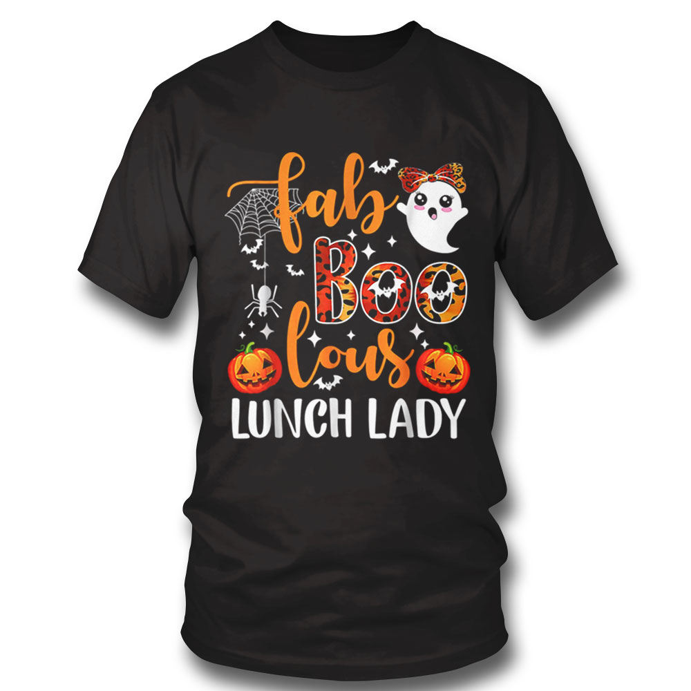 Leopard Fab Boo Lous Lunch Lady Team Teacher Halloween T-shirt Long Sleeve, Ladies Tee