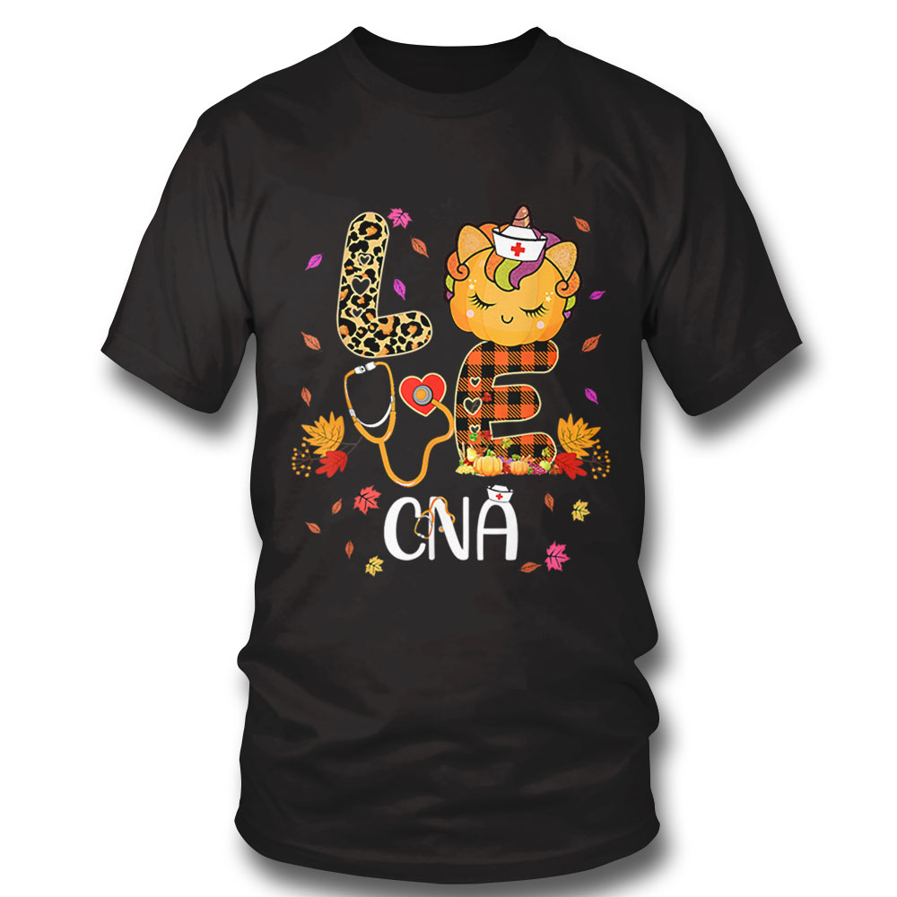 Love Cna Unicorn Pumpkin Leopard Print Nursing Halloween Shirt