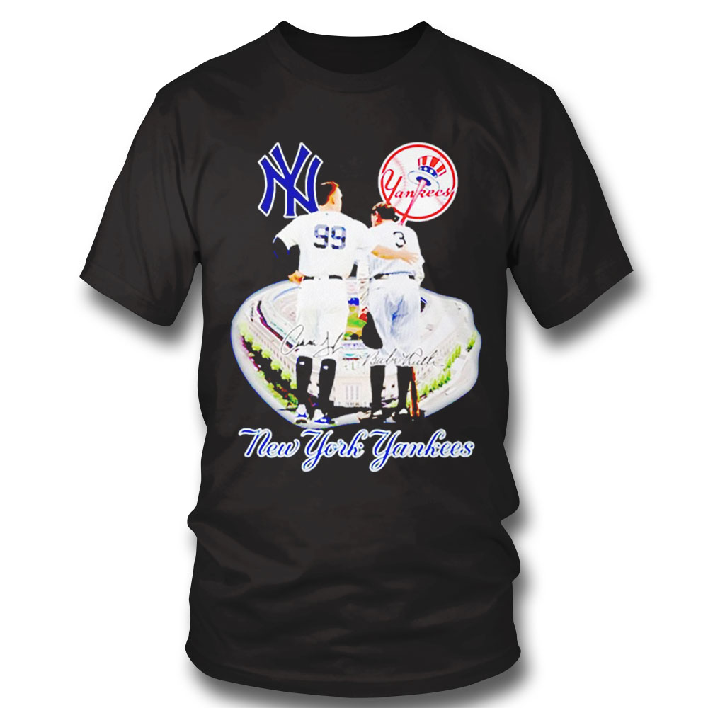 New York Yankees Babe Ruth And Aaron Judge Signatures Shirt Sweatshirt, Tank Top, Ladies Tee
