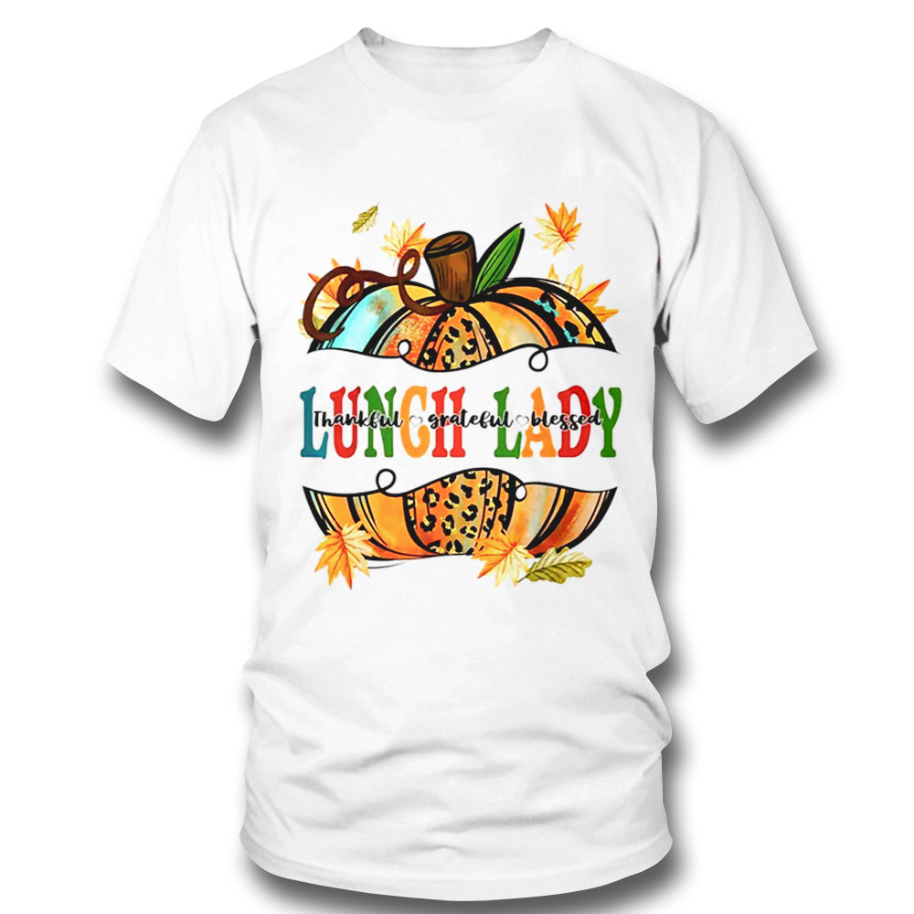 Leopard Pumpkin Fall Autumn Thanksgiving Lunch Lady Women T Shirt Long Sleeve, Ladies Tee