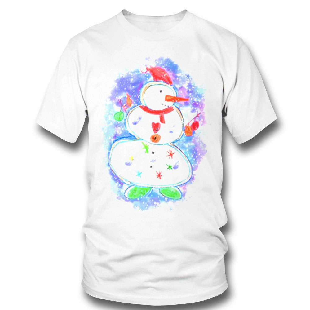 Watercolors Design Xmas Cute Snowman Shirt Hoodie, Long Sleeve, Tank Top