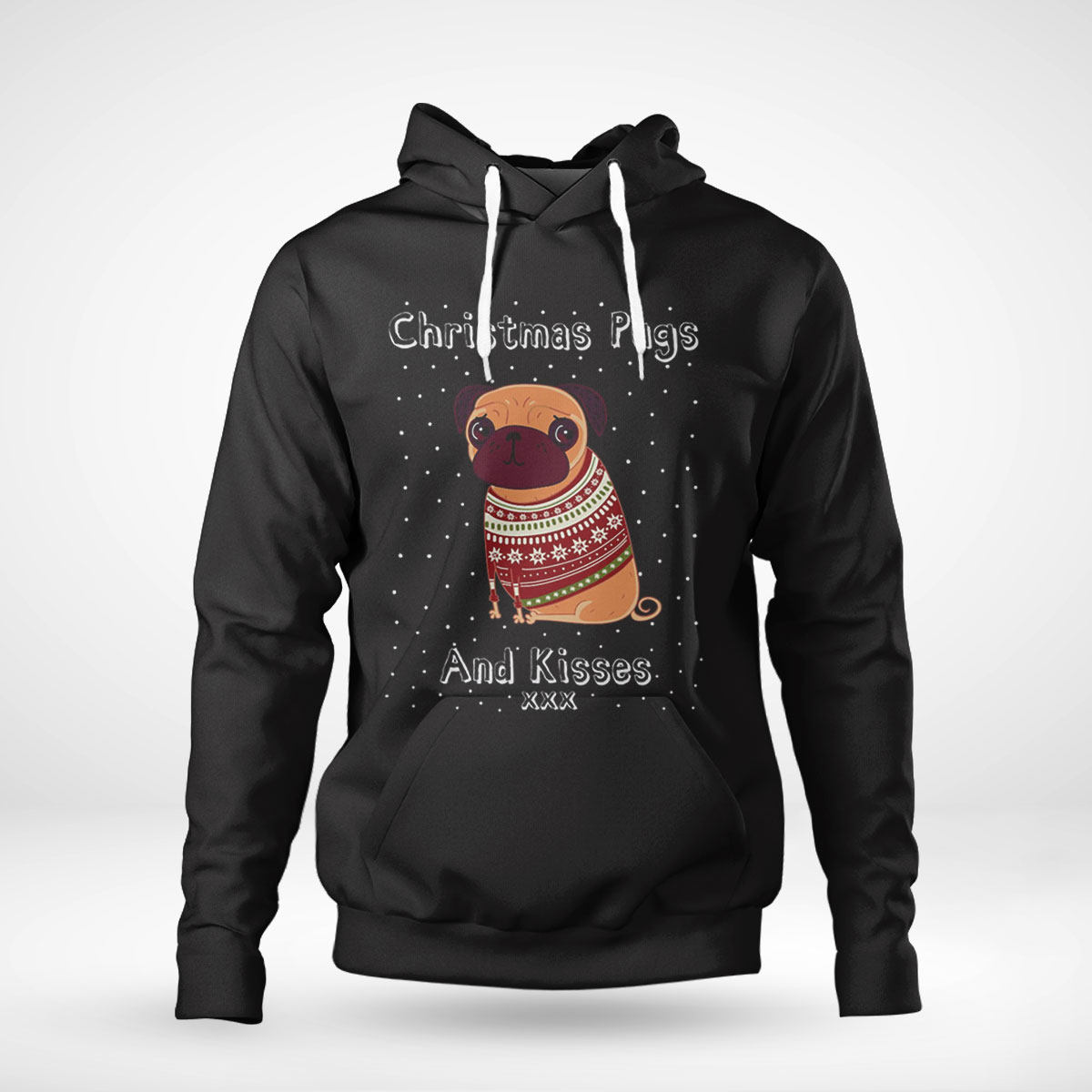 Pugs And Kisses Mens Christmas Shirt Hoodie Long Sleeve, Tank Top