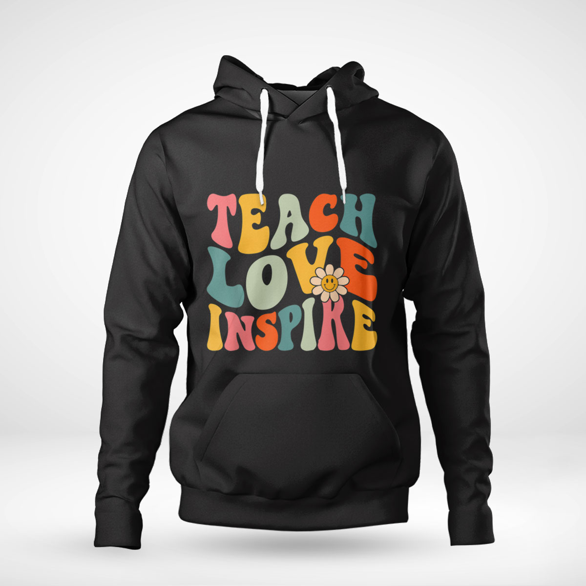 Teach Love Inspire Bach To School Teacher Women Groovy Retro Shirt Hoodie Sweatshirt, Tank Top, Ladies Tee