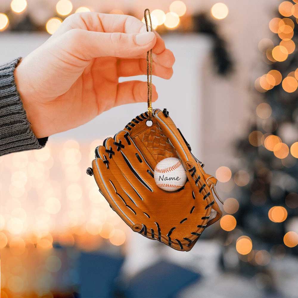 Baseball Glove Ornament Baseball Flat Wooden Christmas Ornament Holiday Gift