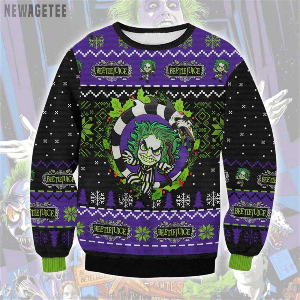 Beetlejuice Scary Snake American Horror Ugly Christmas Sweater Knitted Sweater
