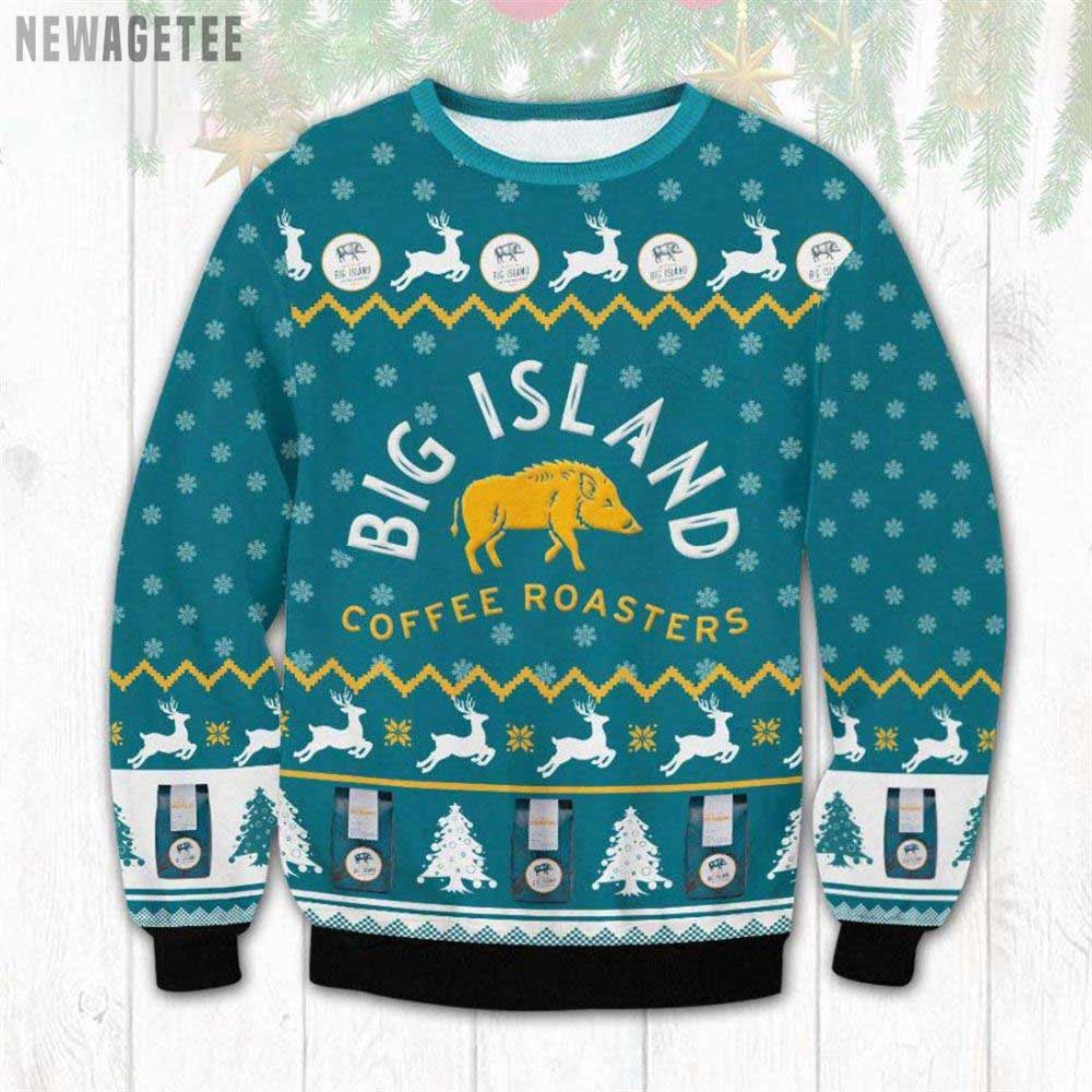 Big Island Coffee Roasters Kona Moon Ugly Christmas Sweater Knitted Sweater