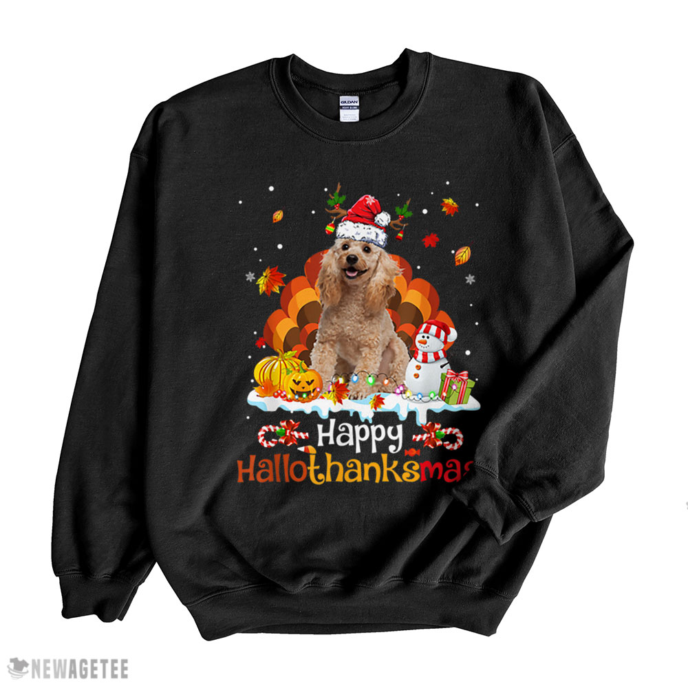 Poodle Happy Hallothanksmas Halloween Thanksgiving Christmas Shirt