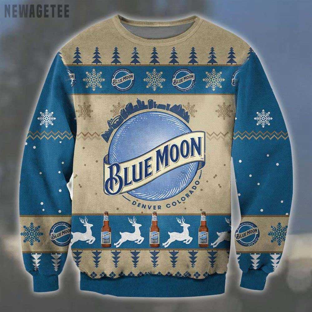 Blue Moon Belgian White Wheat Ale Beer Ugly Christmas Sweater Gift Xmas