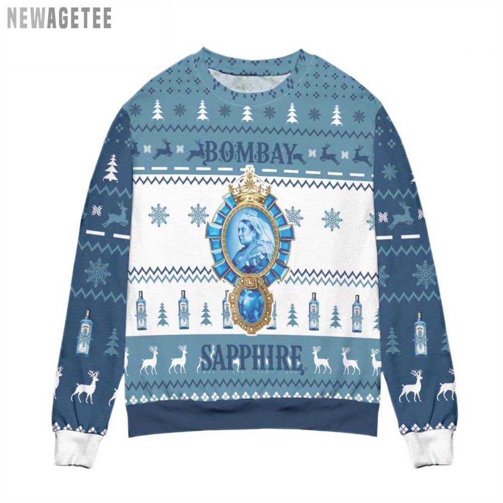 Bombay Sapphire London Dry Gin Ugly Christmas Sweater Gift Xmas
