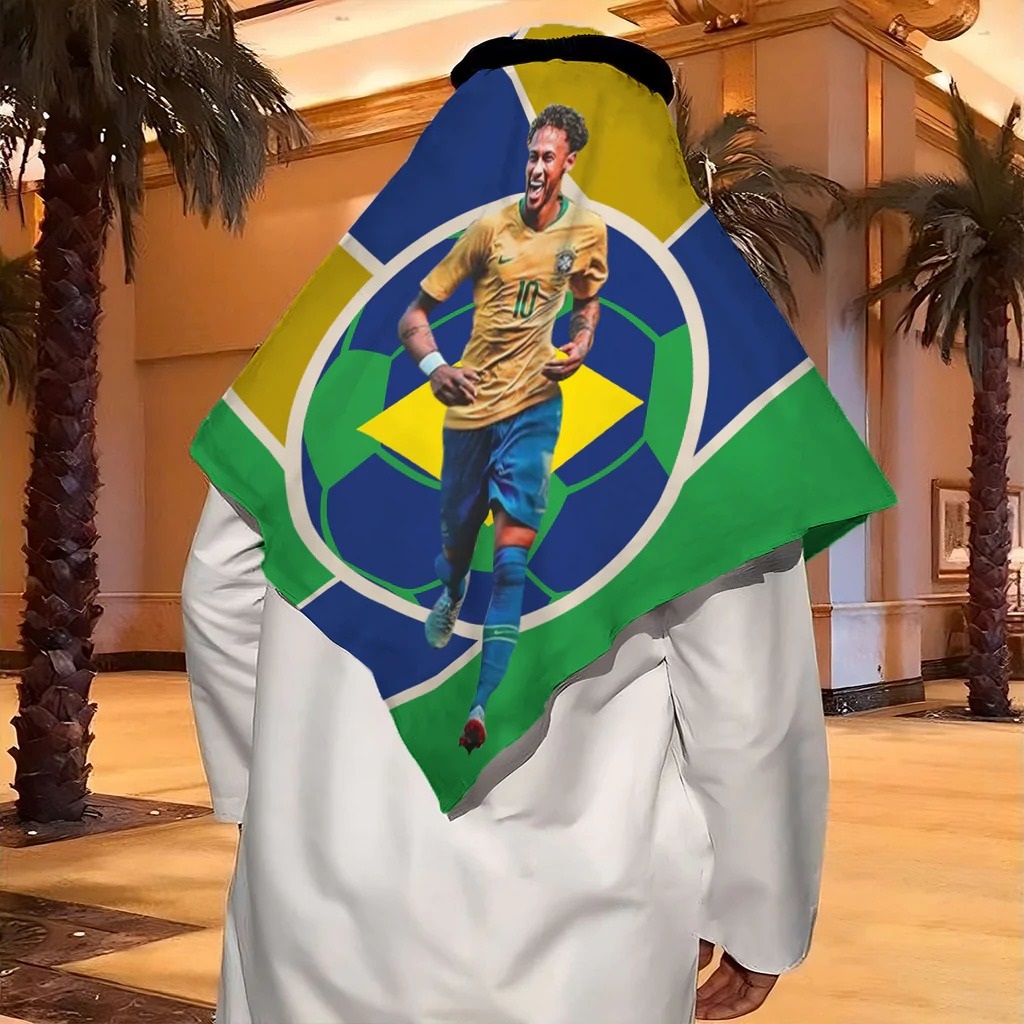 Brazil 2022 World Cup Keffiyeh Shemagh Wrap Headwear Scarf For Fan Football Ghutra Scarf