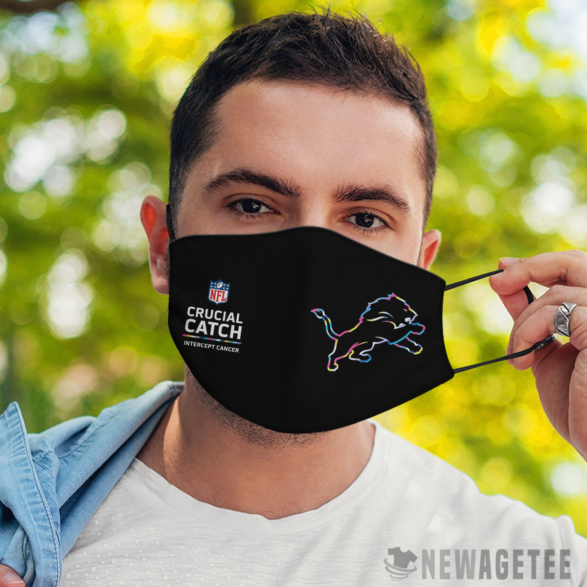 Detroit Lions Nfl Crucial Catch Multicolor Face Mask Anti-pollution