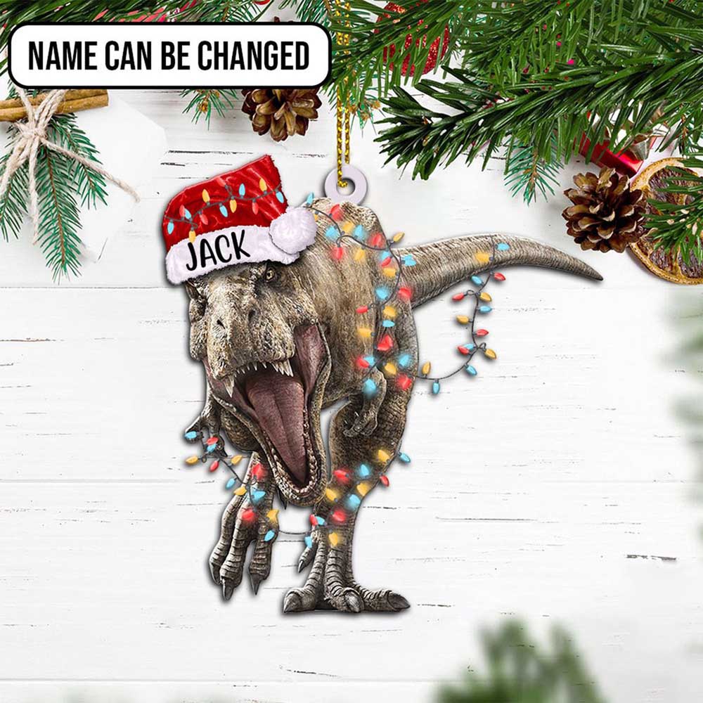 Personalized Dinosaur Christmas Ornament Dinosaur Rex Flat Wooden Christmas Ornament Decoration