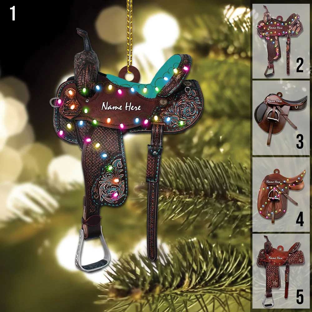 Personalized Horse Saddle Flat Ornament Riding Horse Flat Wooden Christmas Ornament Xmas Tree Decor