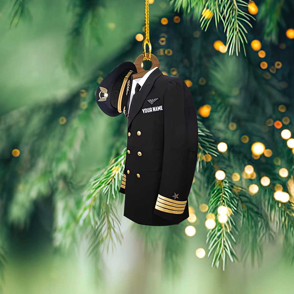 Personalized Pilot Flat Ornament Pilot Gift Pilot Vest Pilot Outfit Flat Wooden Christmas Ornament Xmas Tree Decor