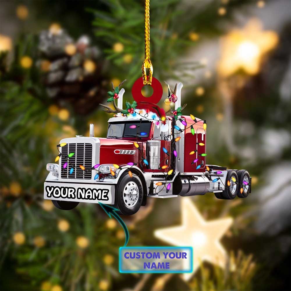 Trucker Truck Christmas Ornament Trucker Flat Wooden Christmas Ornament