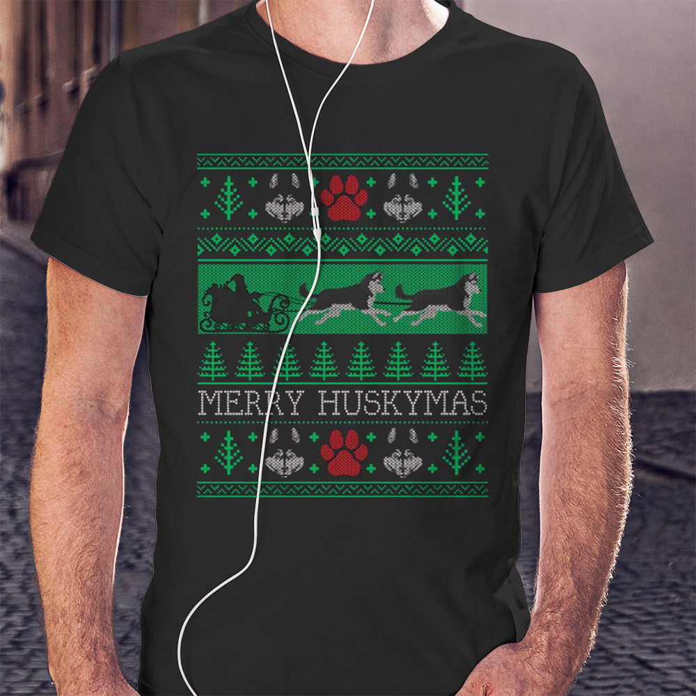 Christmas Siberian Husky Dog Funny Husky Ugly Christmas Sweater Shirt