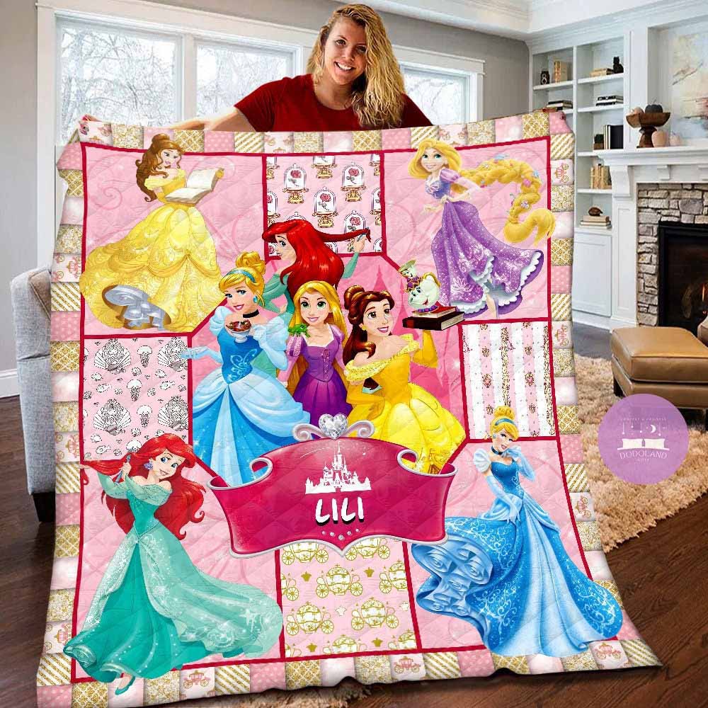 Custom Princesses Disney Fleece Quilt Blanket