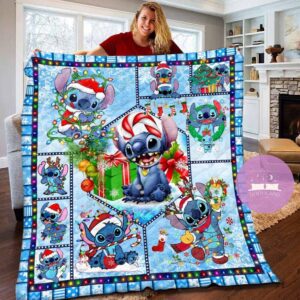 Disney Stitch Lilo Christmas Fleece Throw Blanket