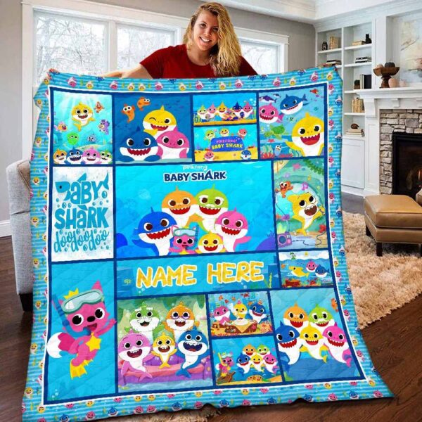 Personalized Baby Shark Doo Doo Quilt Blanket