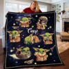 Personalized Baby Yoda Star War Plush Baby Blanket