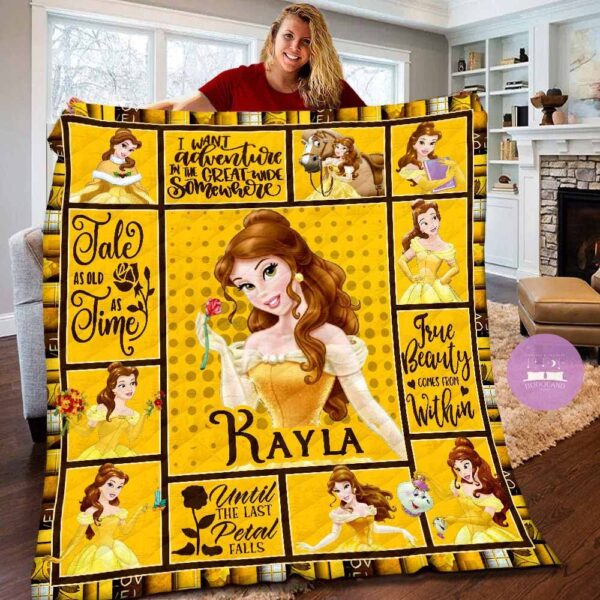 Personalized Beauty And The Beast Belle Fleece Throw Blanket