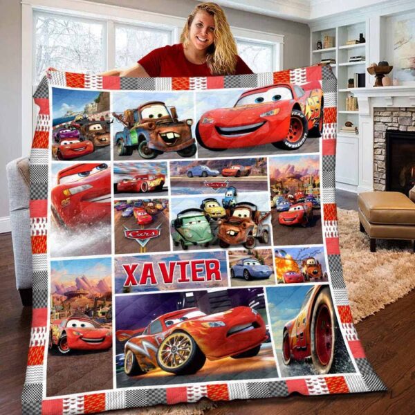 Personalized Cars Lightning Mcqueen Quilt Blanket