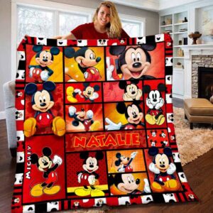Personalized Disney Mickey Mouse Fleece Throw Blanket