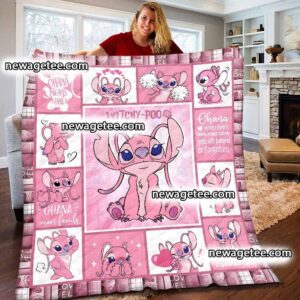 Personalized Disney Stitch Angel Sherpa Fleece Blanket
