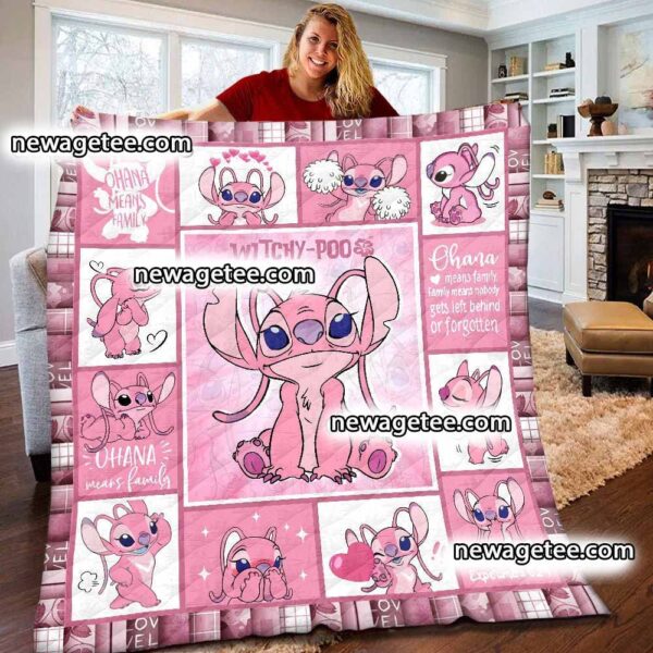 Personalized Disney Stitch Angel Sherpa Fleece Blanket