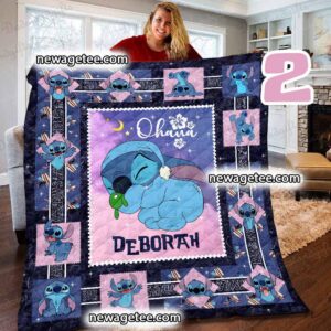 Personalized Disney Stitch Angel Soft Fleece Blanket