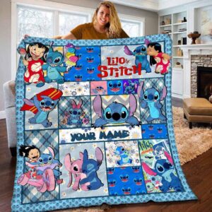 Personalized Disney Stitch Quilt Lilo And Stitch Fleece Blanket