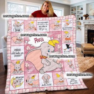Personalized Dumbo Quilt Blanket For Baby