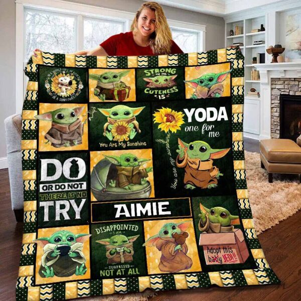 Personalized Grogu Baby Yoda Soft Fleece Blanket