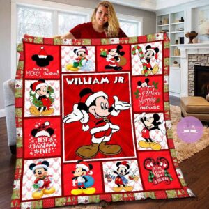 Personalized Mickey Mouse Christmas Quilt Blanket