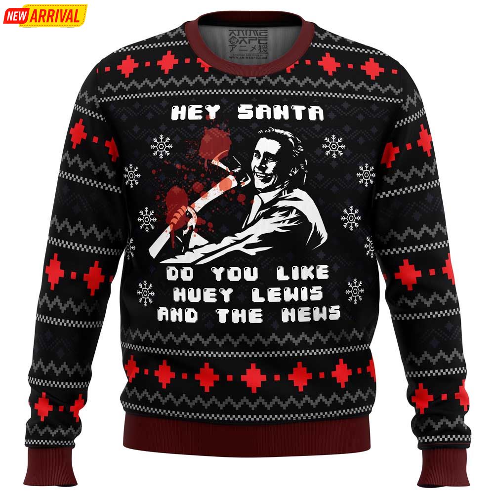 Psycho Hey Santa Do You Like Huey Lewis And The News Ugly Christmas Sweater