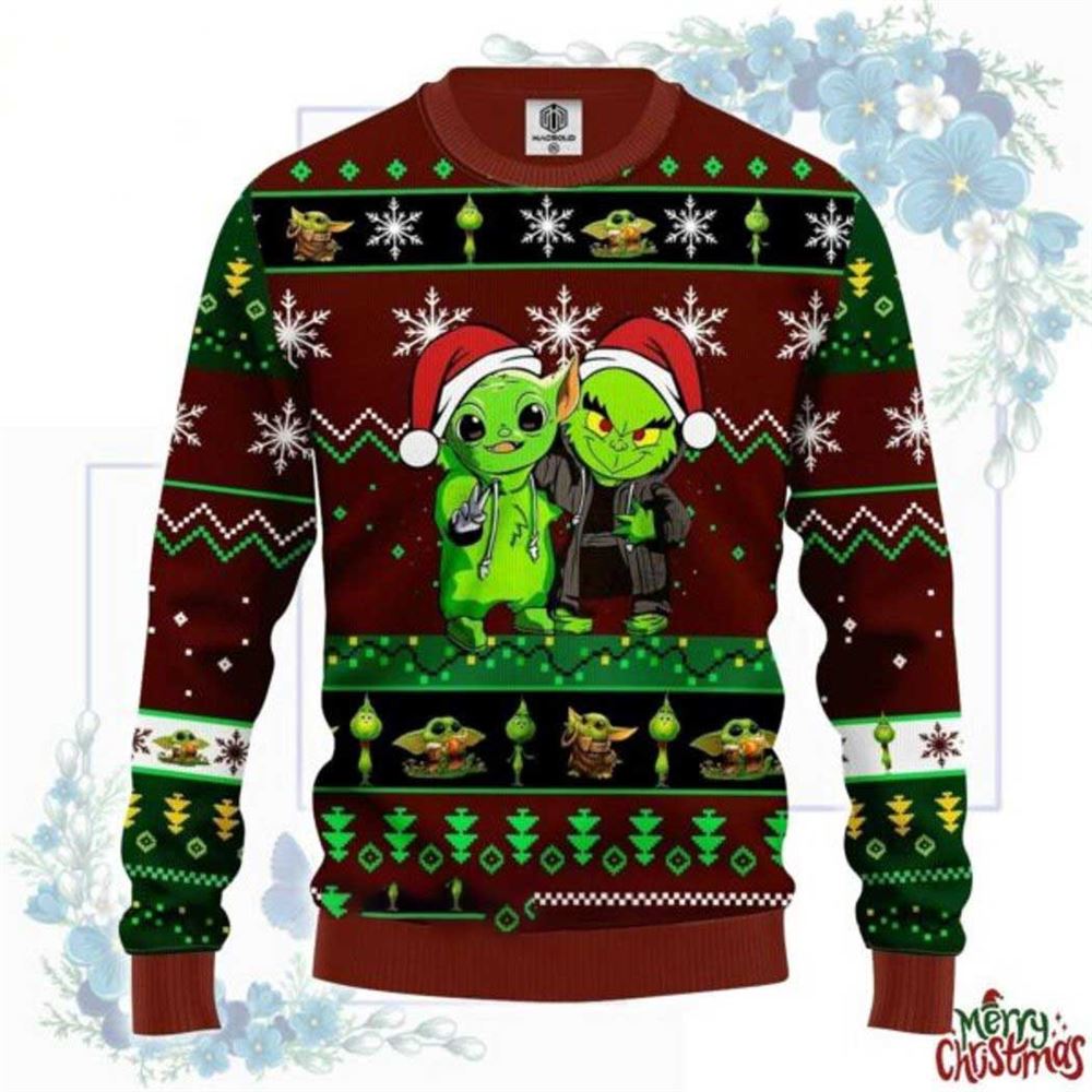 Baby Yoda And Grinch Ugly Christmas Sweater