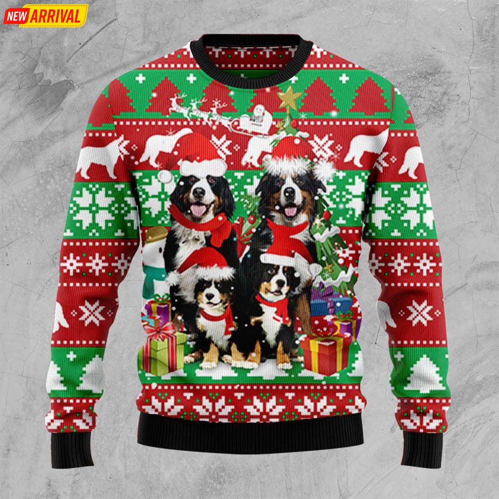 Bernese Mountain Dog Family Ugly Christmas Sweater