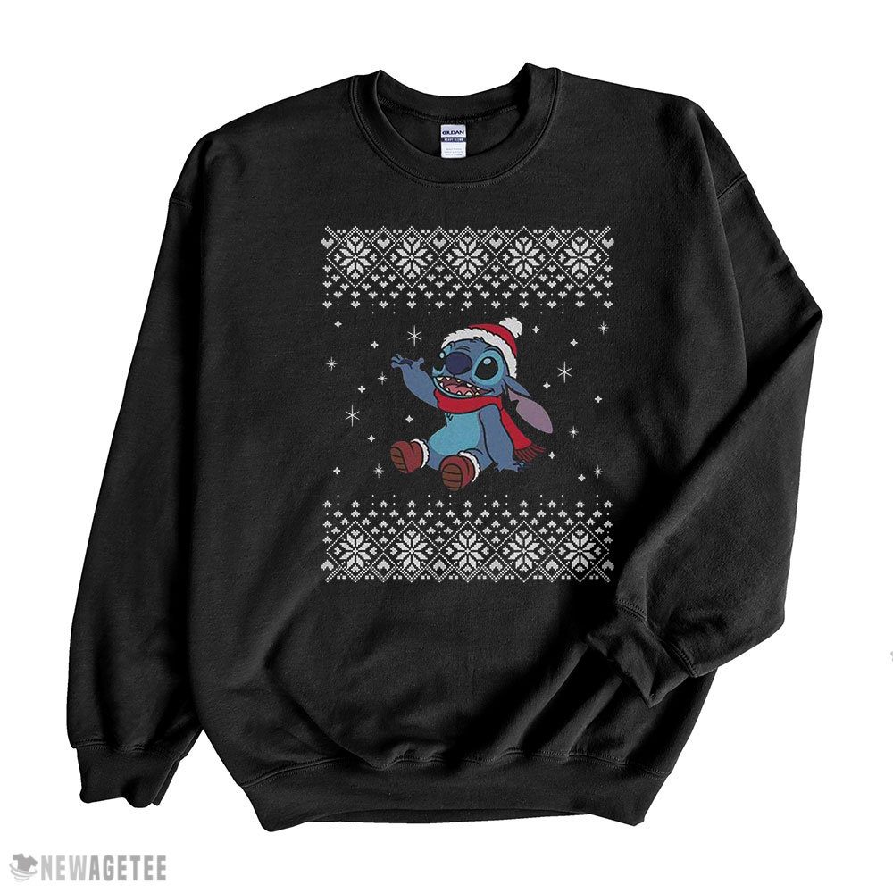 Disney Lilo Stitch Snow Day Ugly Christmas Girls Slouchy Sweatshirt