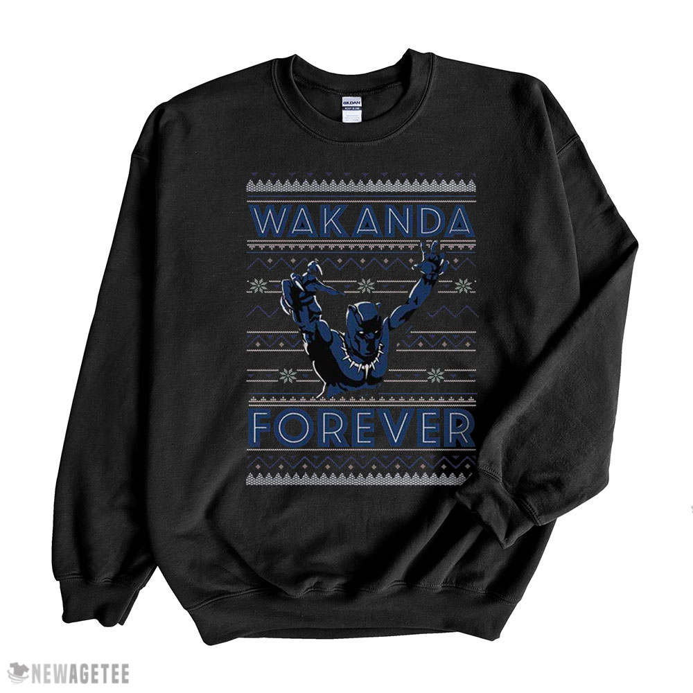 Marvel Black Panther Wakanda Forever Ugly Christmas Crew Sweater